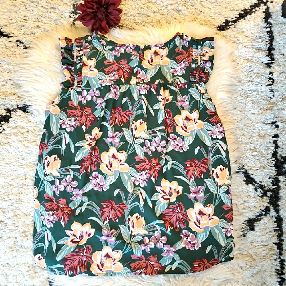 LOFT tropical floral drapey tank | L - Picture 8 of 9